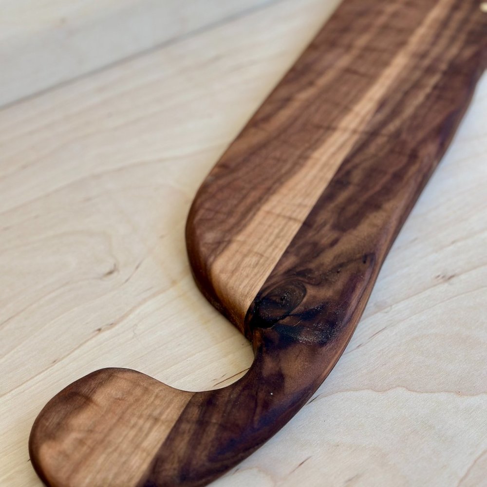 Handmade Figured Walnut Charcuterie Board Food Grade Oil Finished w/Brass Accent